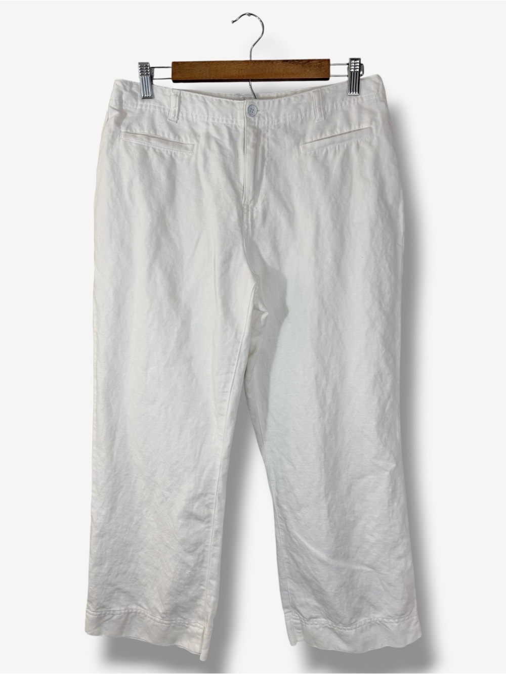 Vintage Calvin Klein Linen Pants Size 10 Wide Leg Off White Preppy Lagenlook